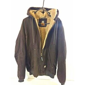 Berne Workwear Men's Brown Hooded Sherpa Lined Full Zip Jacket Size LT Tall